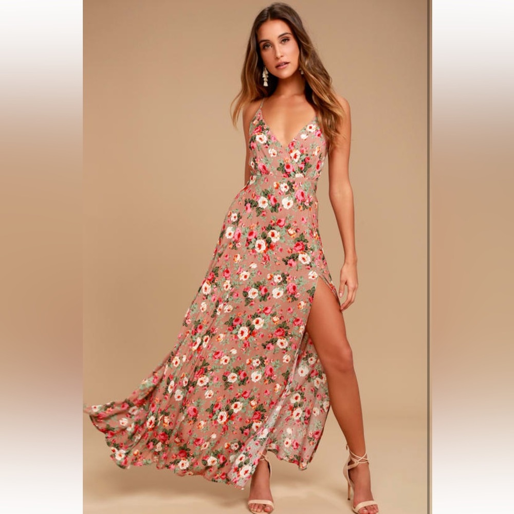 Lulus Everlasting Bliss Blush Floral Print Maxi